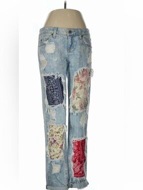 LF CARMAR - Bandana/Distressed Patched Boyfriend Jeans - Size 25